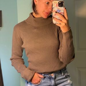 Olive green, rubbed turtle neck.